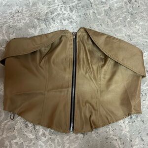 Tan boohoo strapless top